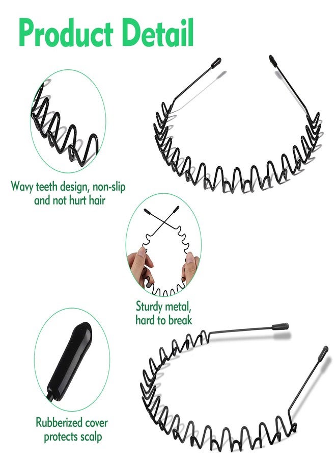 QBSID 2 Pcs Metal Headband, Spring Wavy Metal Hair Band, Metals Hair Band for Men Women, Fashion Non Slip Wire Headband Sports Headwear Simple Hair Hoop Hair Accessories - Image 5